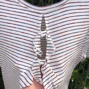 Alter’d State red/blue striped top with ruffles S